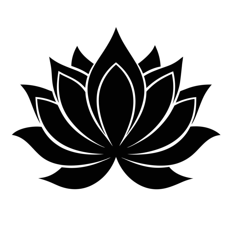lotus silhouette white background. vector