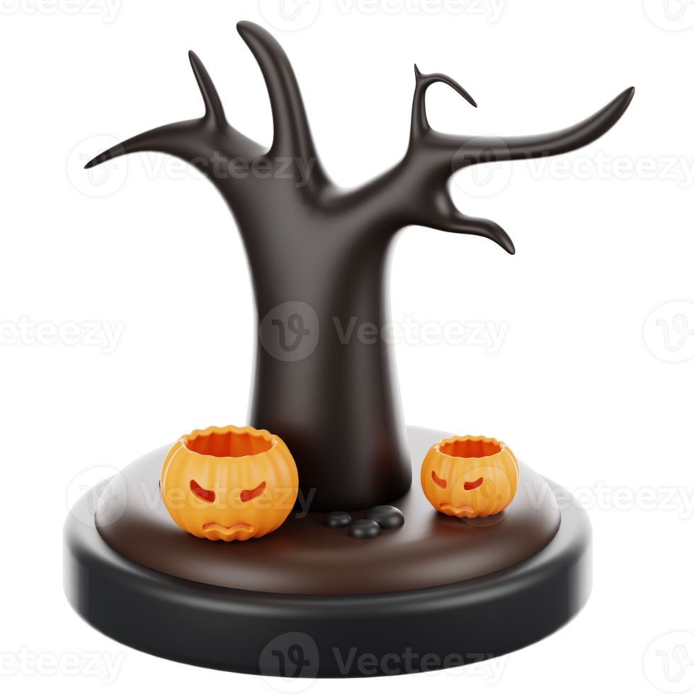 3d rendering halloween icon concept. 3d render dead tree png