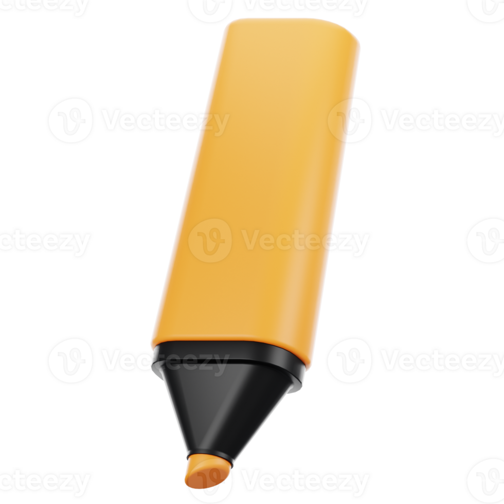 3d rendering office icon concept. 3d render highlighter pen png