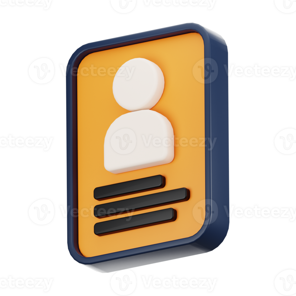 3d rendering office icon concept. 3d render id card png