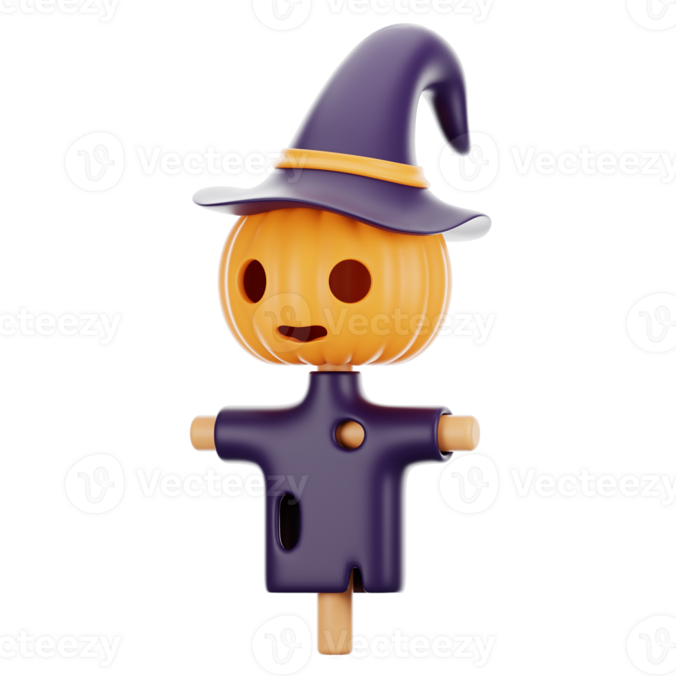 3d rendering halloween icon concept. 3d render scarecrow png