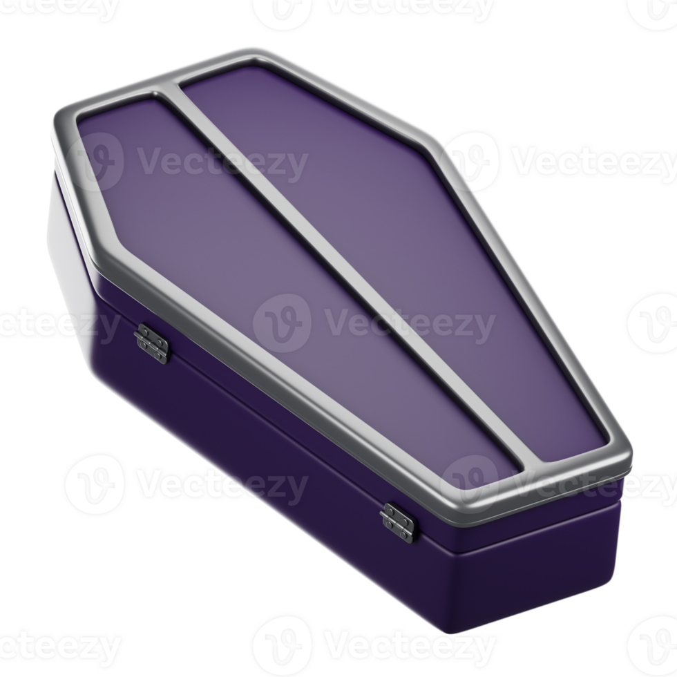 3d rendering halloween icon concept. 3d render coffin png