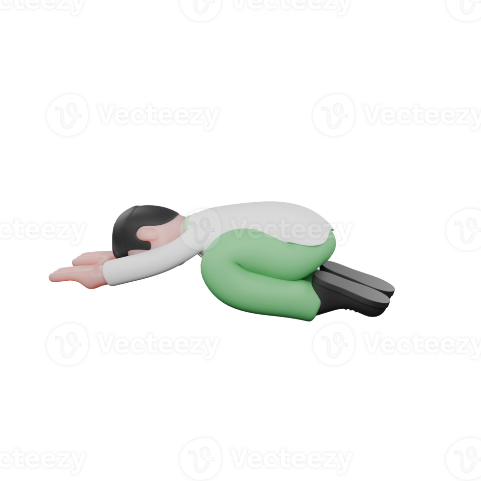 Ecology Illustrated. A male biologist doing Child's Pose in yoga. 3D Male Biologist png