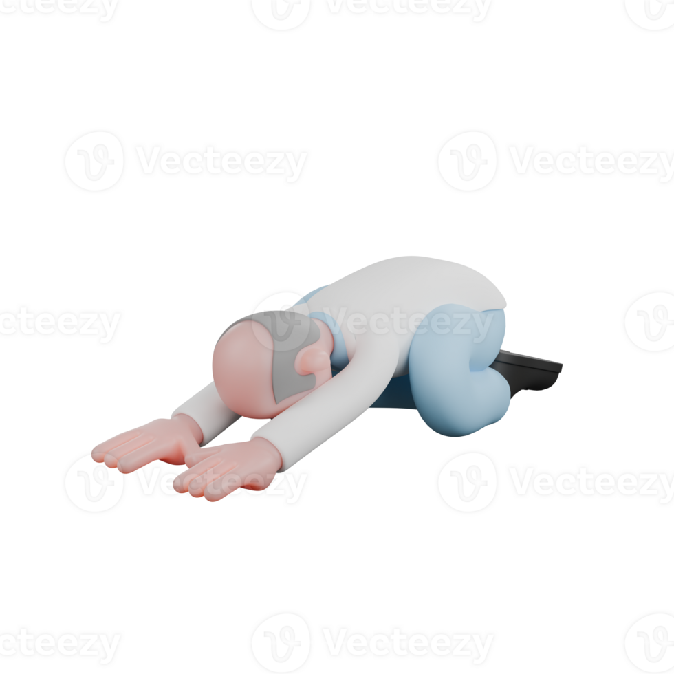 Science Illustrated. A male scientist is doing the Child's Pose yoga pose. 3D Male Scientist png