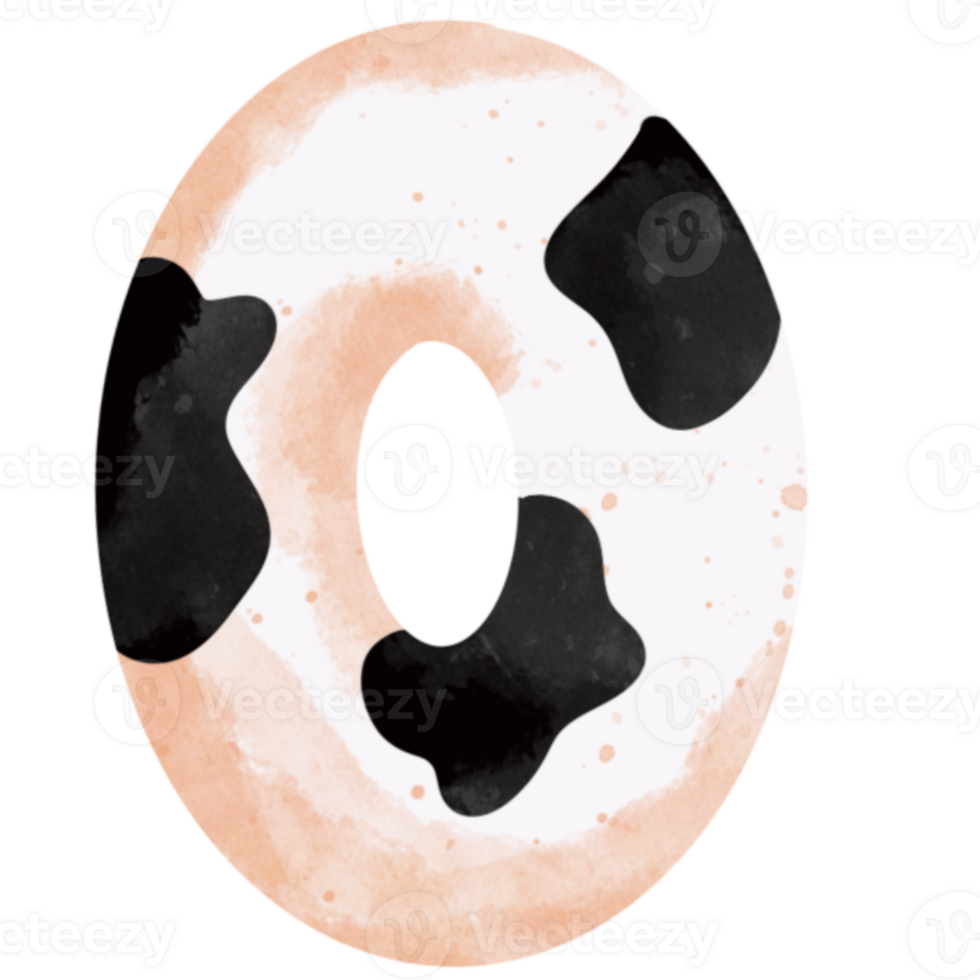 cute cow animal print piebald letter o png