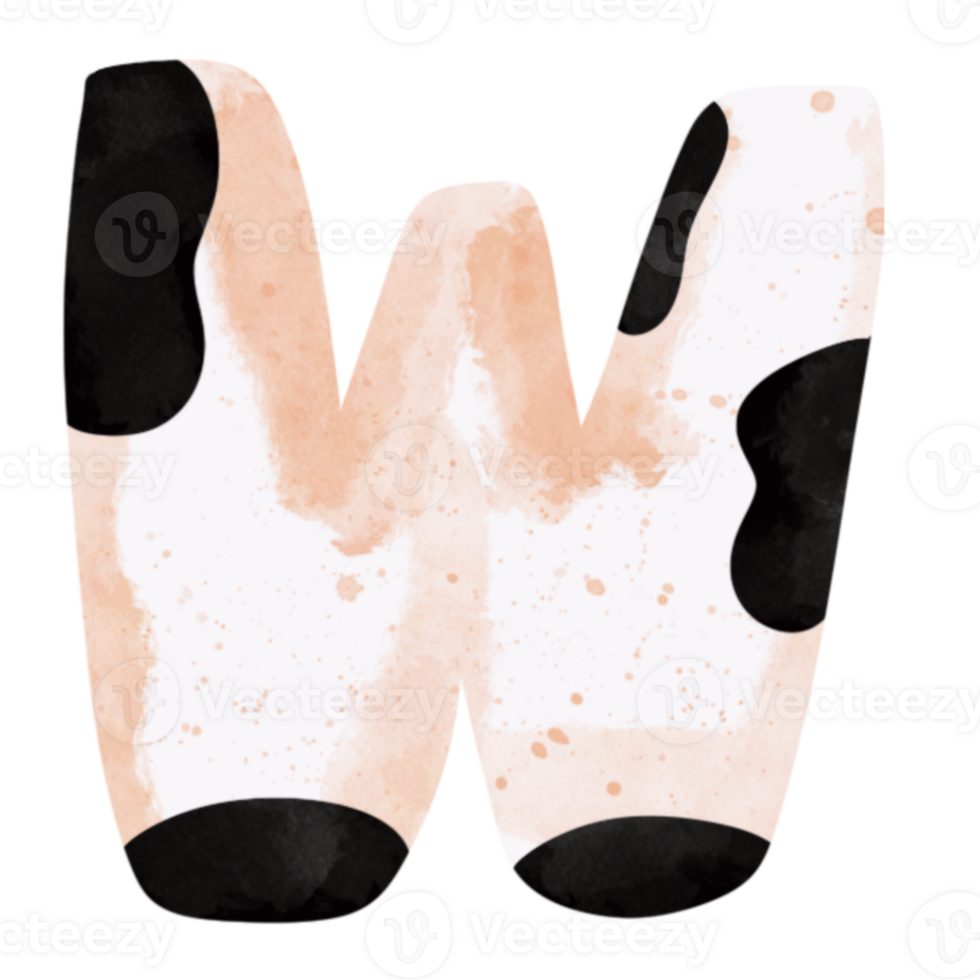 cute cow animal print piebald letter W png
