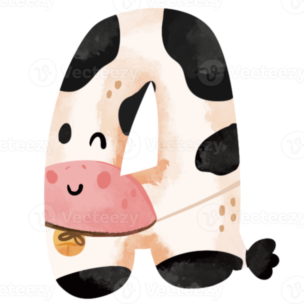 cute cow animal print piebald letter A png
