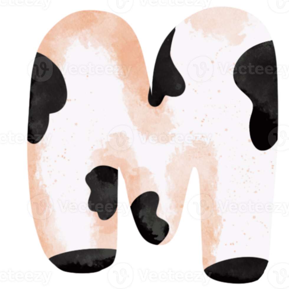 cute cow animal print piebald letter M png