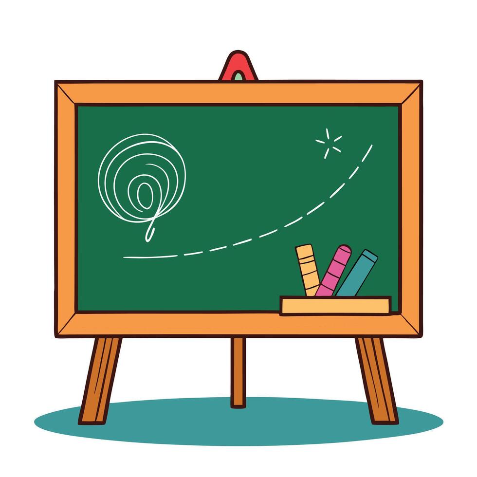 a blackboard with chalk and a balloon on it vector