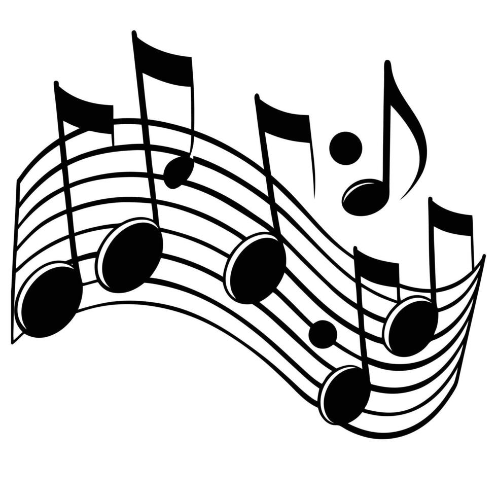music notes silhouette white background vector