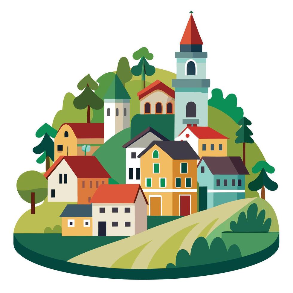 a small town white background. vector