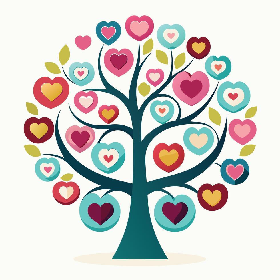 family tree with hearts many hearts on it vector
