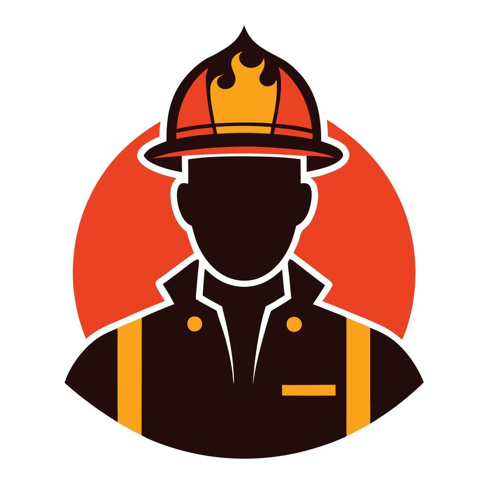 firefighter silhouette style with white background . vector