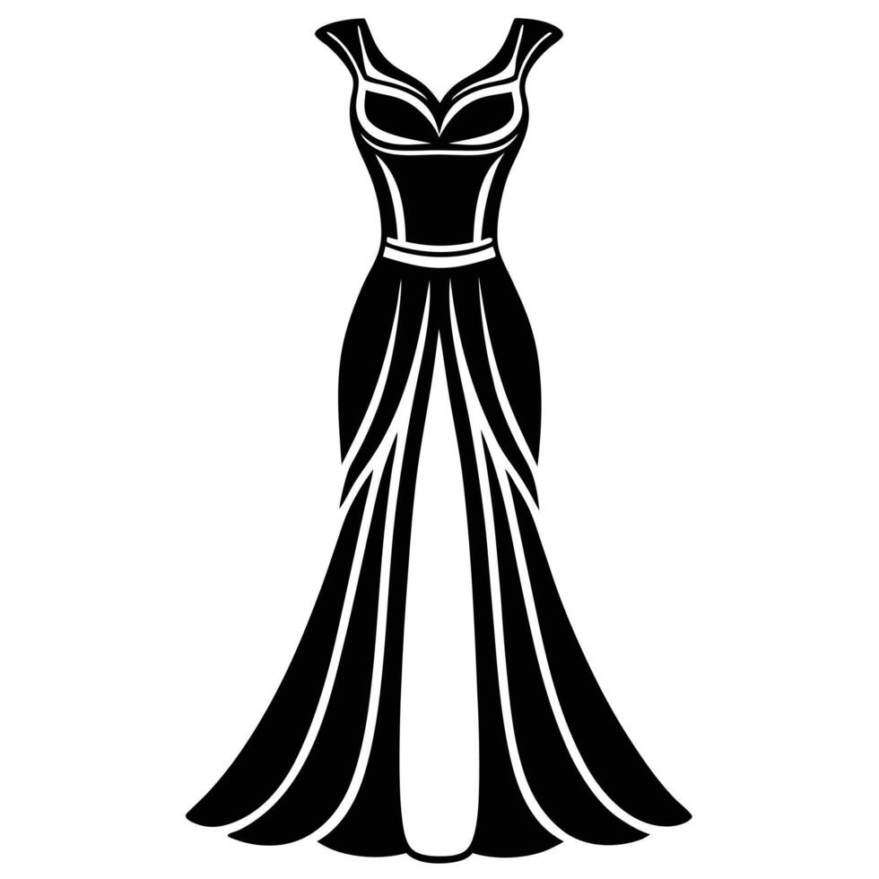 a black and white illustration of a dress vector