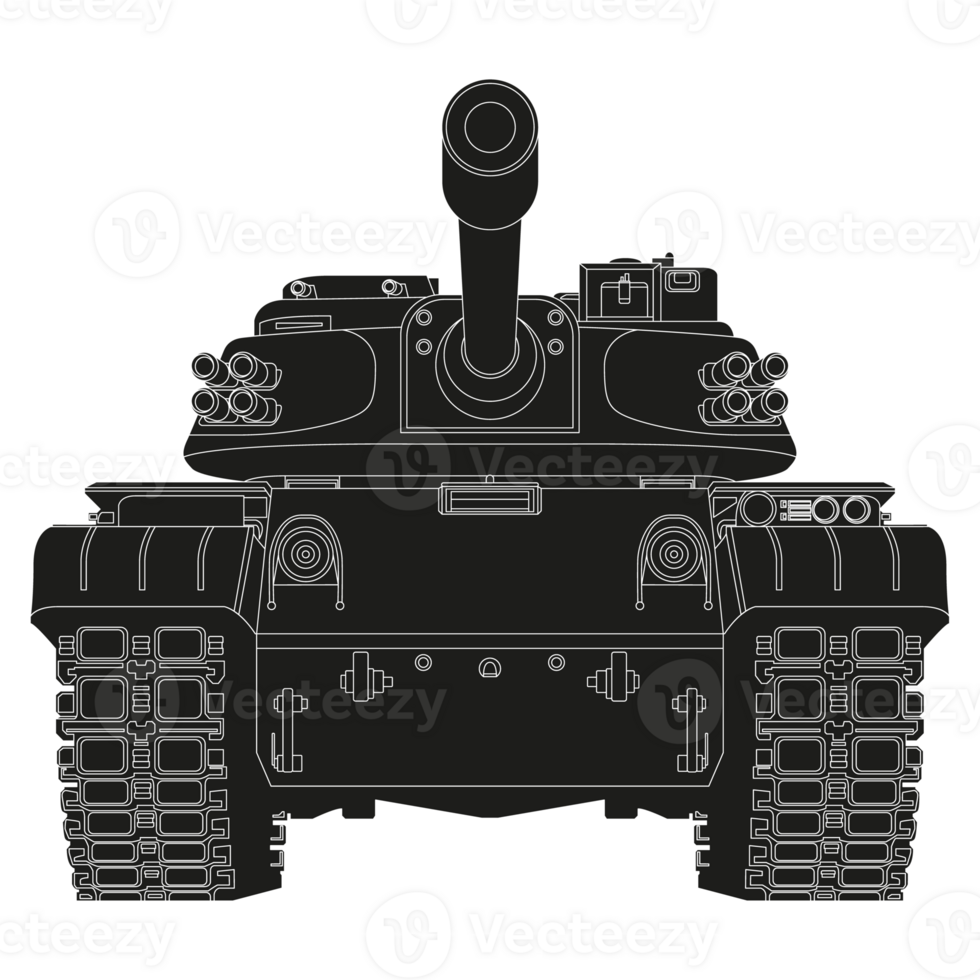 Main battle tank front view. Coloring Page. Ukraine army. War conflict. Realistic Military vehicle. Illustration png
