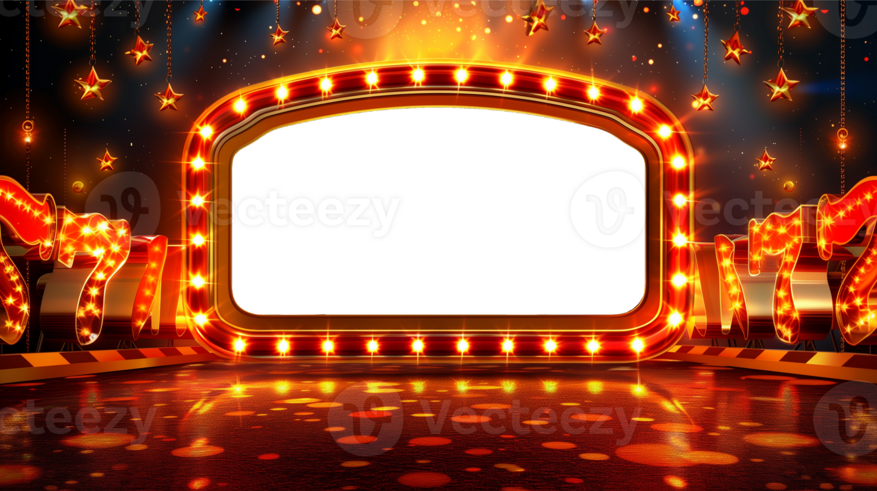 Bright and glowing neon red lights. CASINO Mockup Empty board. Colorful illustration. png