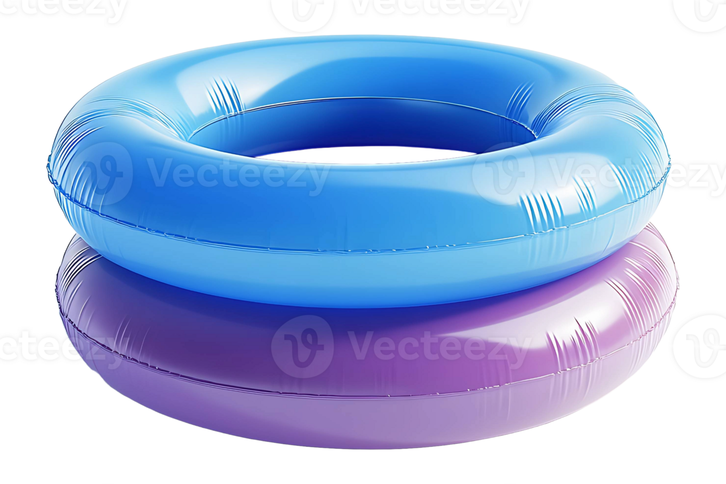 Two blue and purple inflatable rings sit on top of each other png