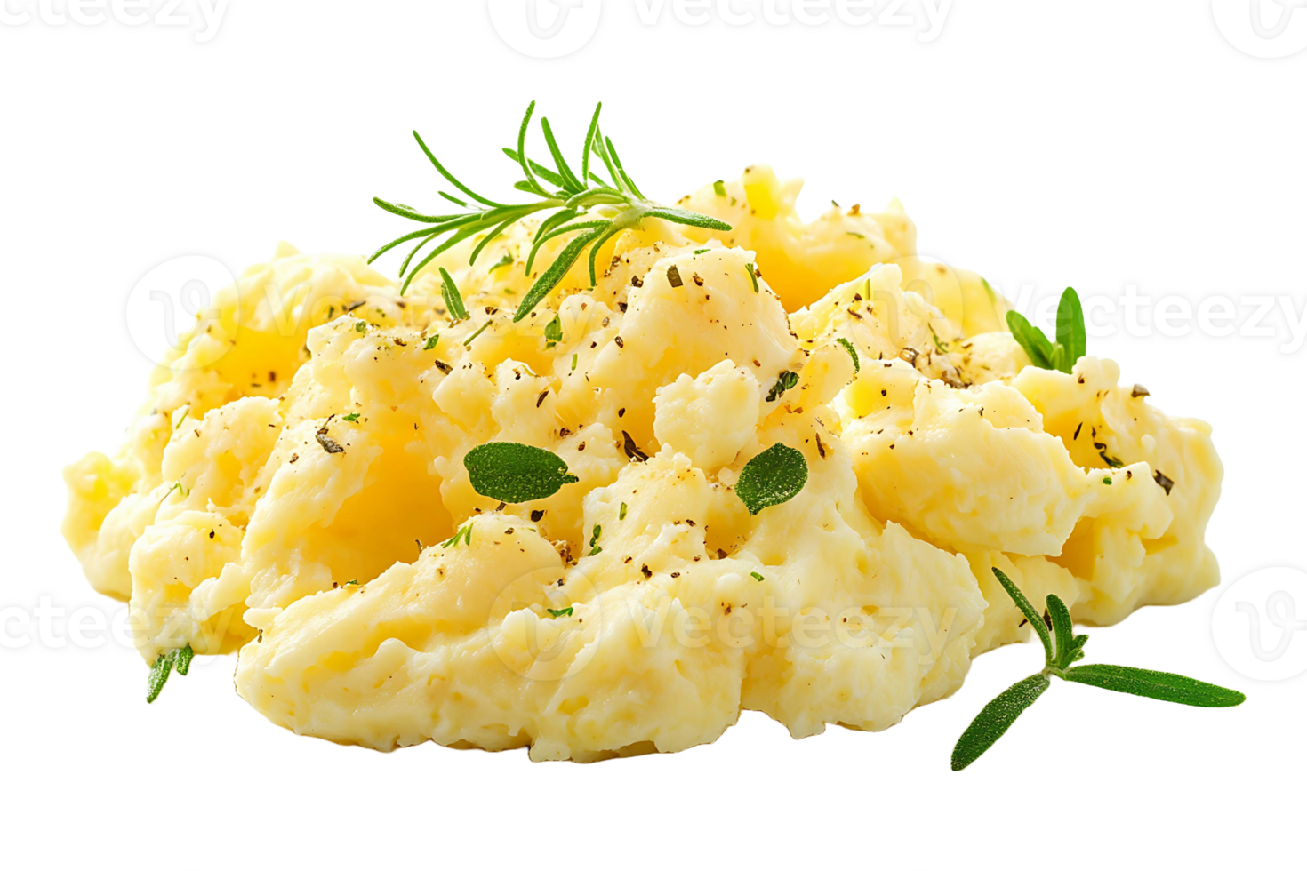 A pile of mashed potatoes with herbs on top png