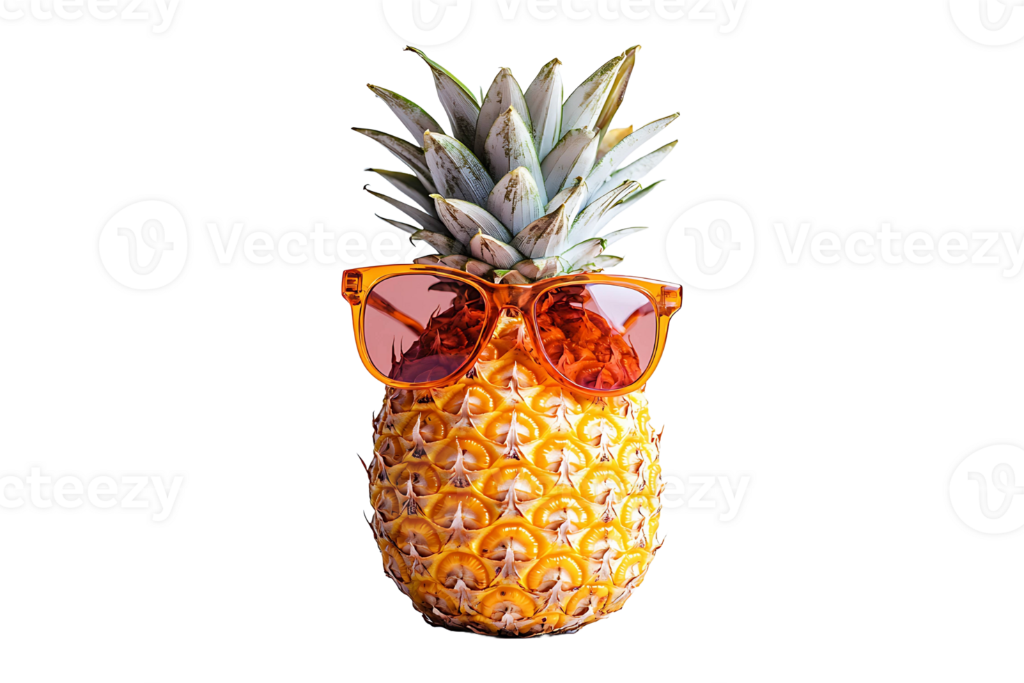 Pineapple with sunglasses isolated on transparent background. png