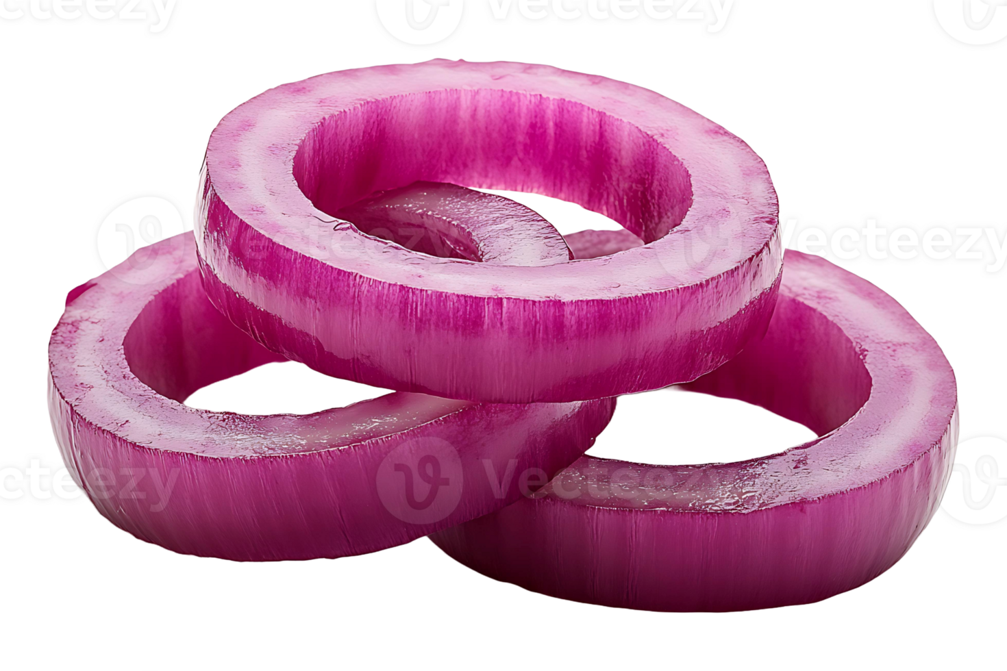 Red onion rings isolated on transparent background png