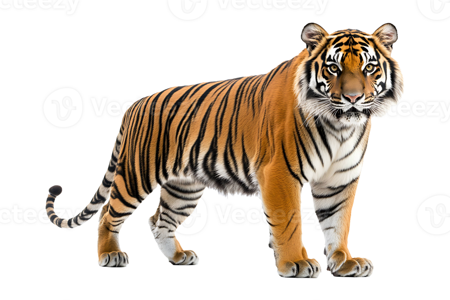 Royal Bengal tiger in costume isolated on transparent background png