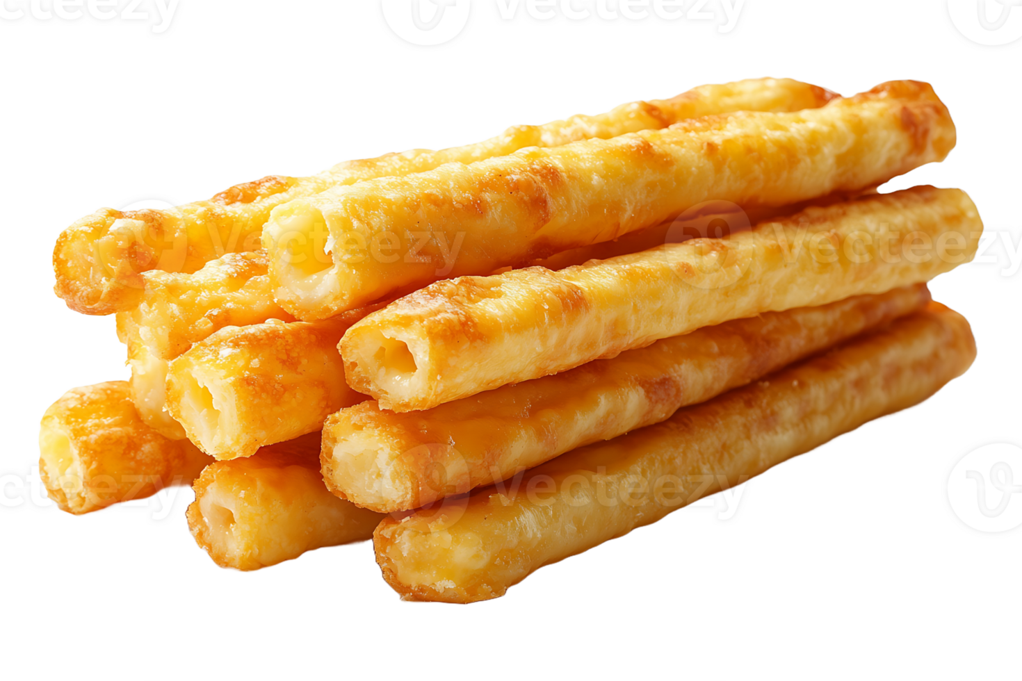 Stack of tasty cheese sticks isolated on transparent background. png