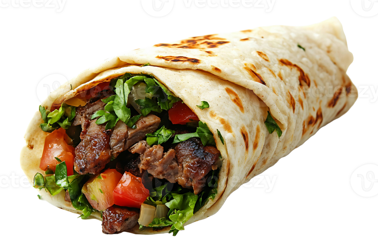 Shawarma wrap isolated on transparent background. png