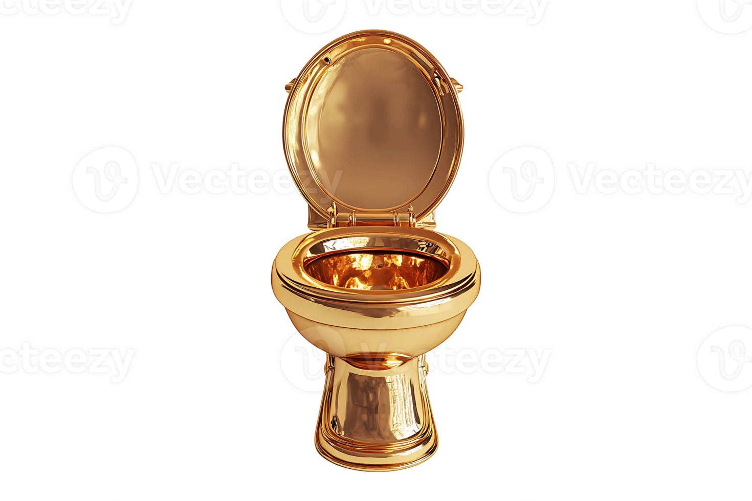 Open gold toilet isolated on transparent background. png