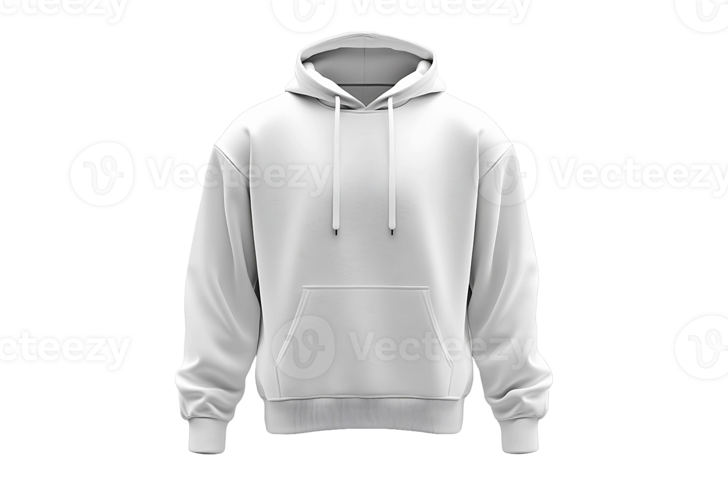 Plain white hoodie for men with long sleeves isolated on transparent background. png