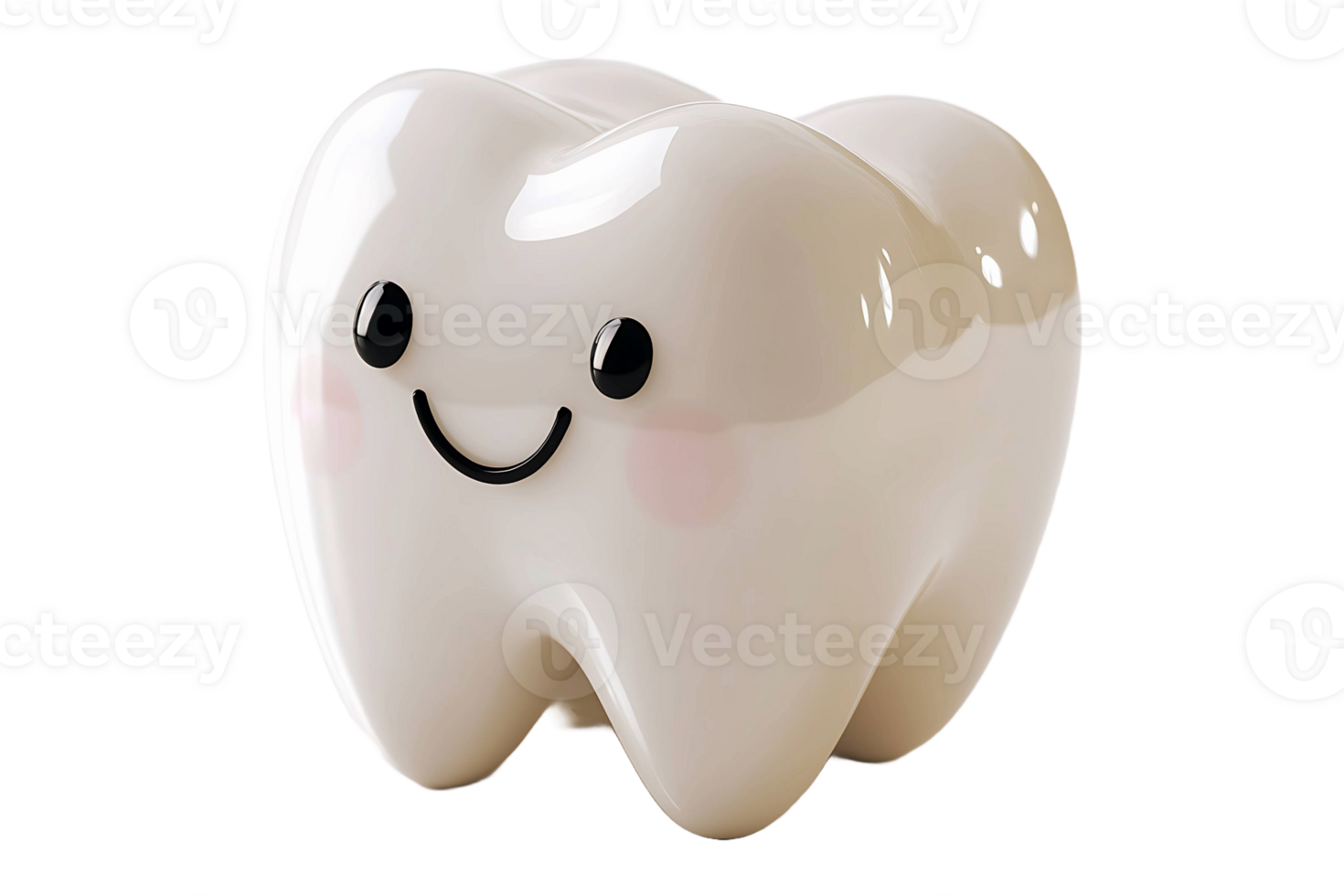 Smiling tooth isolated on transparent background. png