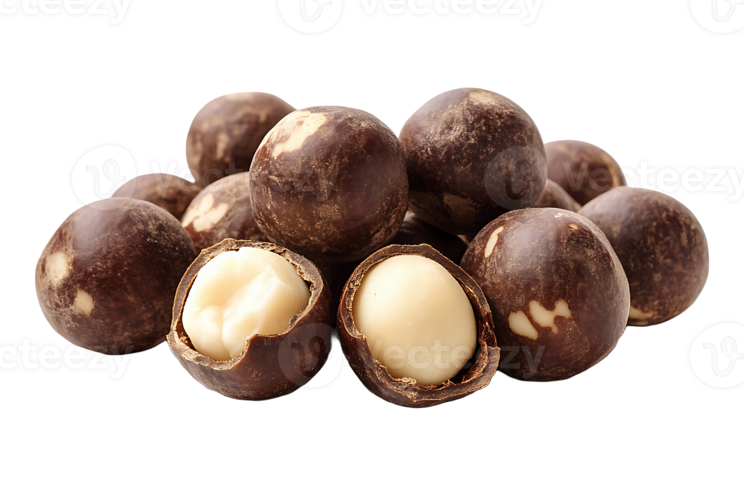 Macadamia nuts isolated on transparent background. png
