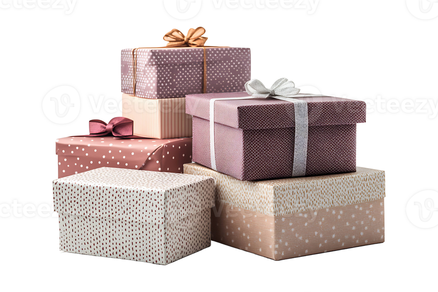 Stack of gift boxes isolated on transparent background. png