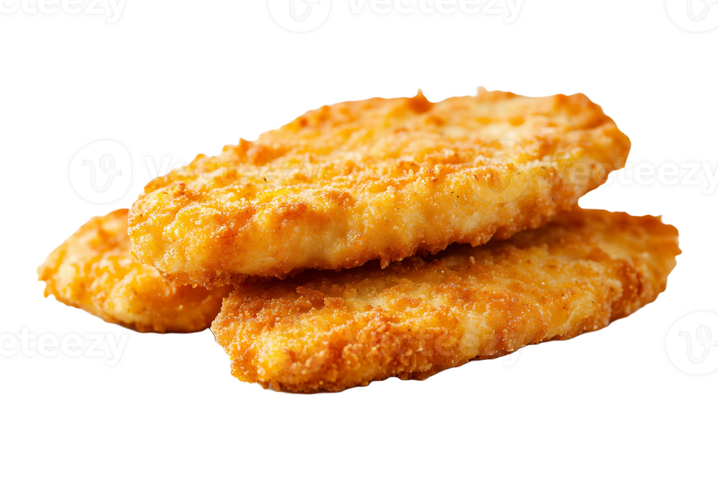 Homemade chicken schnitzel breaded to perfection isolated on transparent background. png