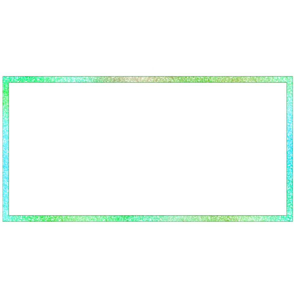 Glittery blue and green rectangle frame on a transparent background png