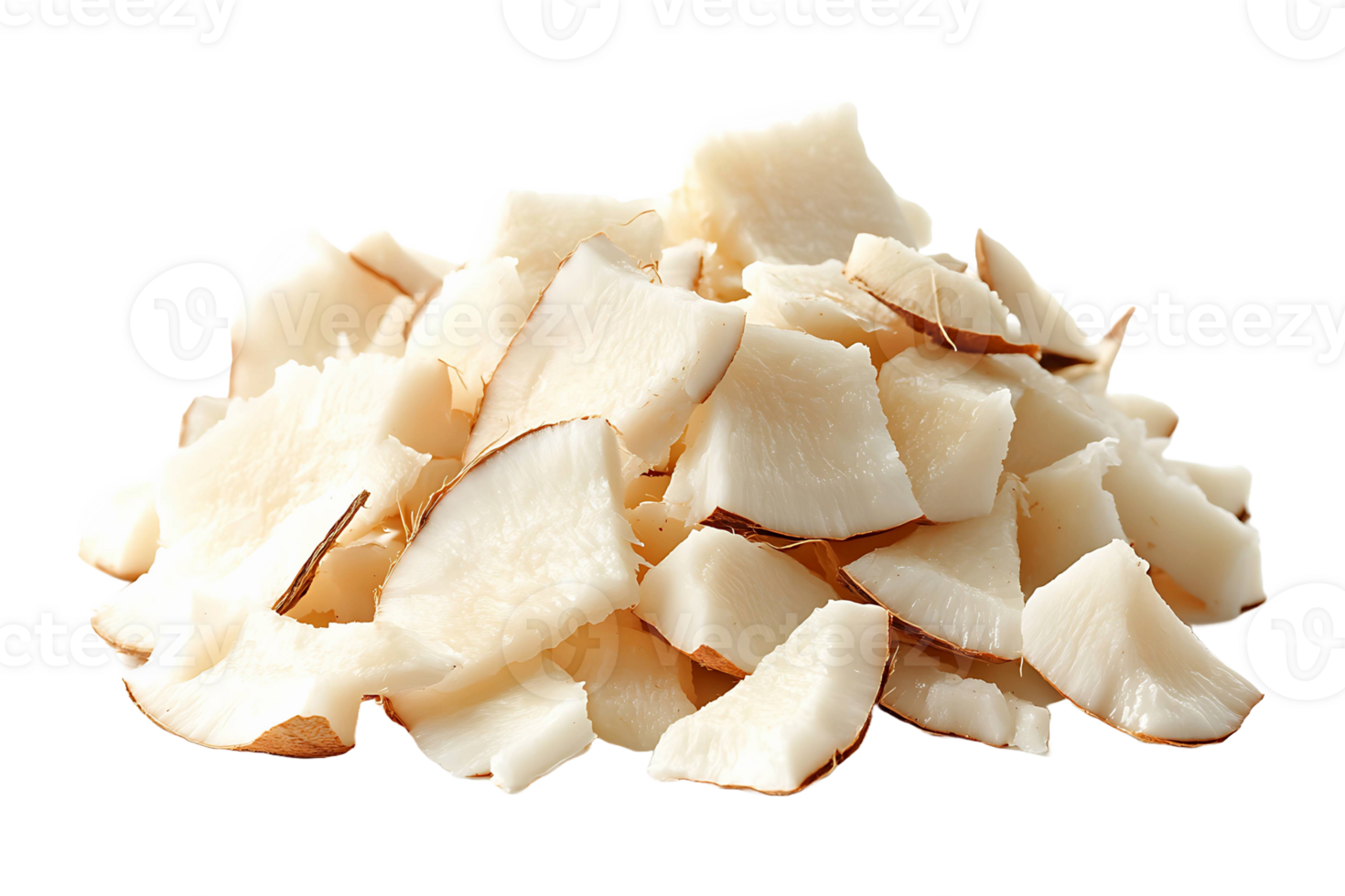 Pieces of coconut isolated on transparent background. png