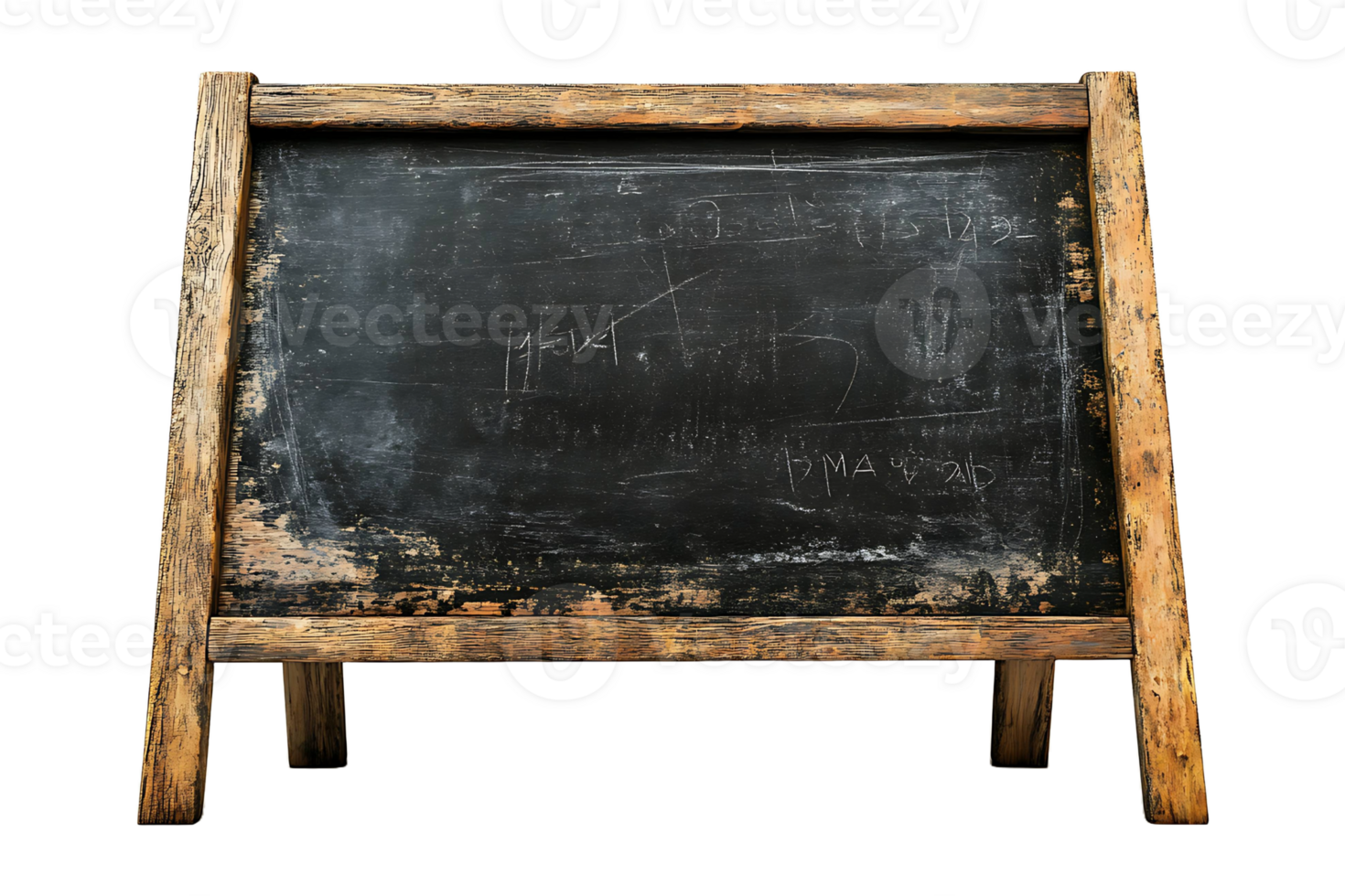 Outdoor chalkboard mockup isolated on transparent background. png