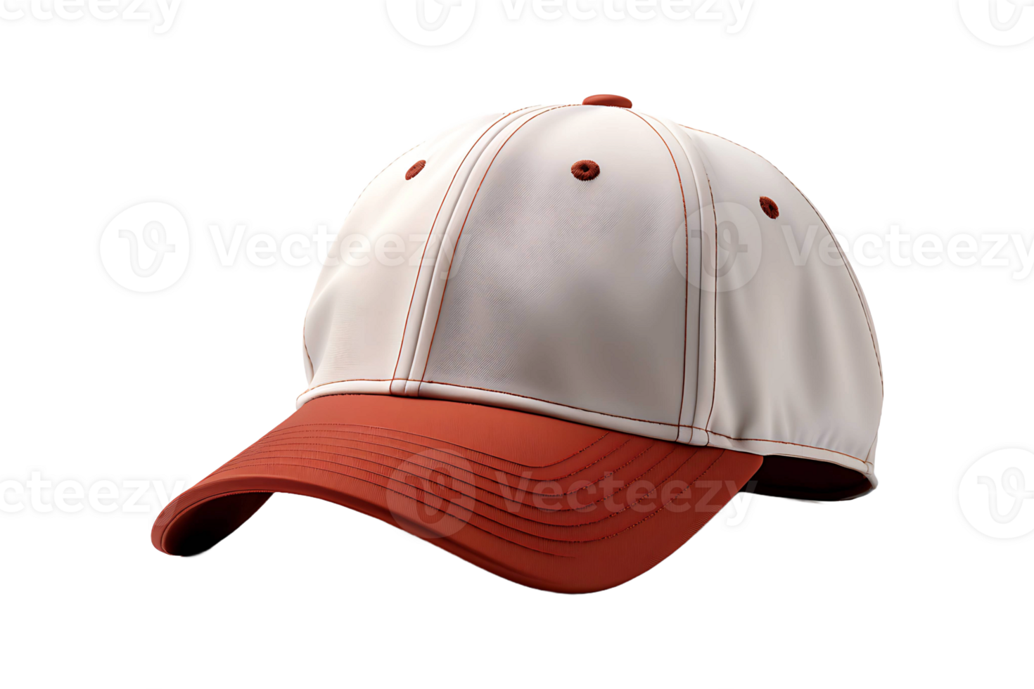 A baseball cap with a white and red color scheme png