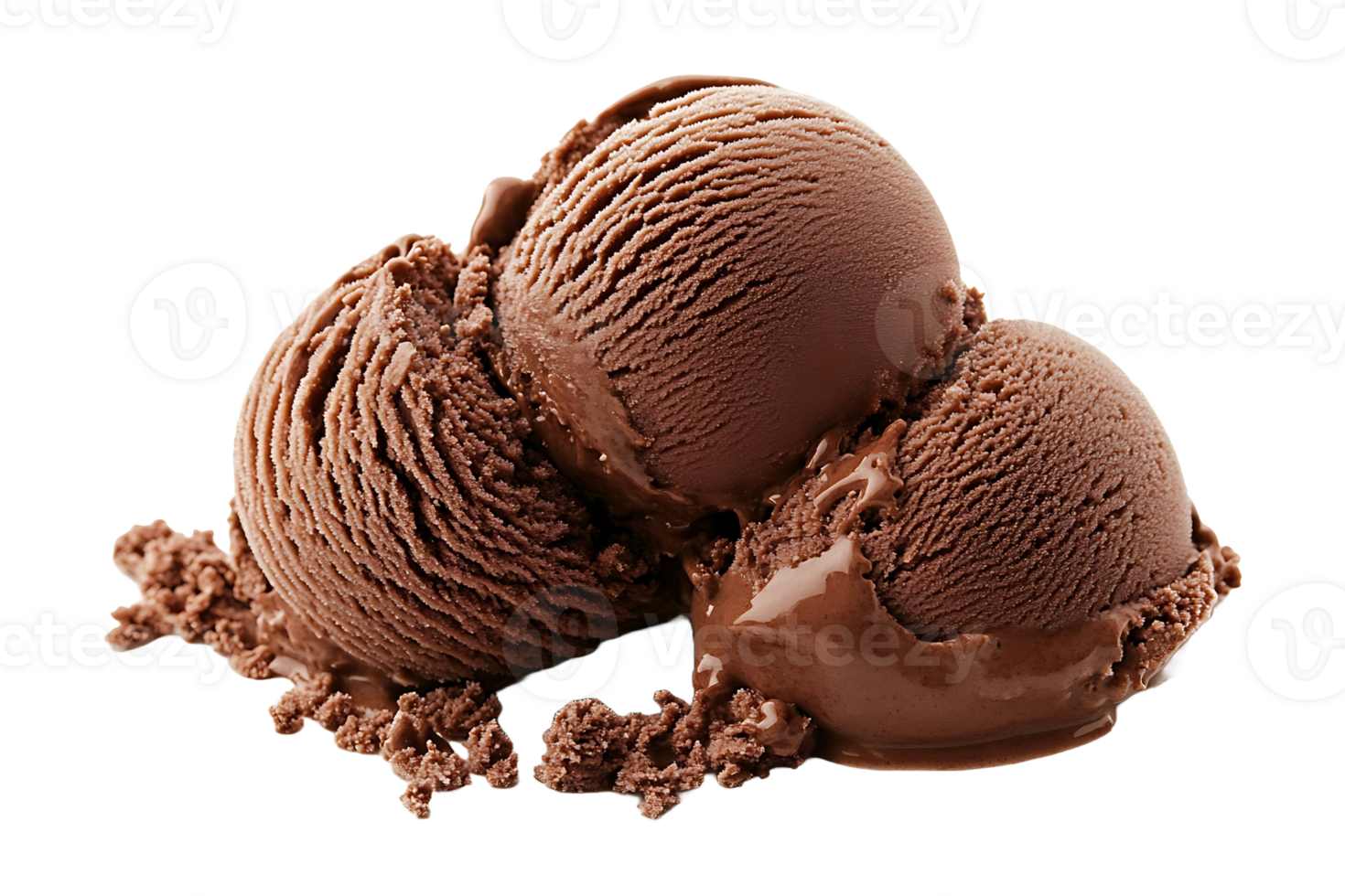 Scoop of chocolate ice cream isolated on transparent background. png