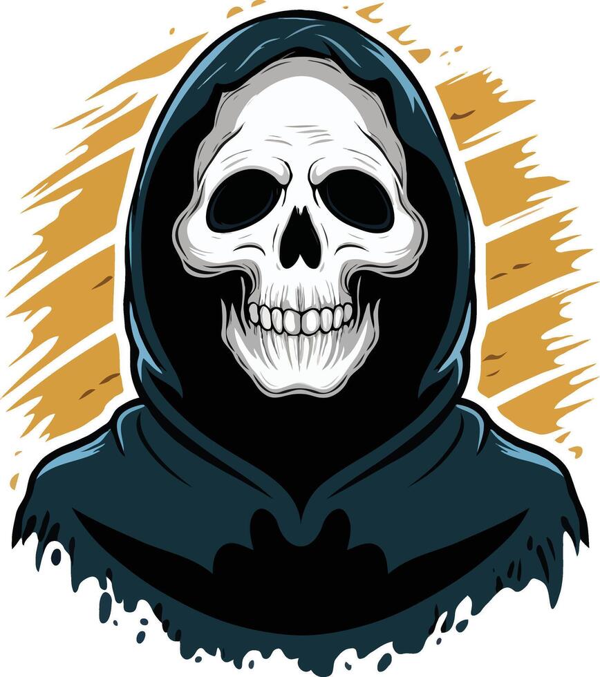 A cartoon grim reaper with a hood on his head vector