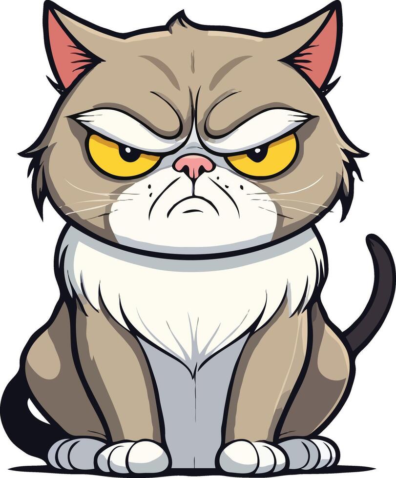 Angry cat illustration vector