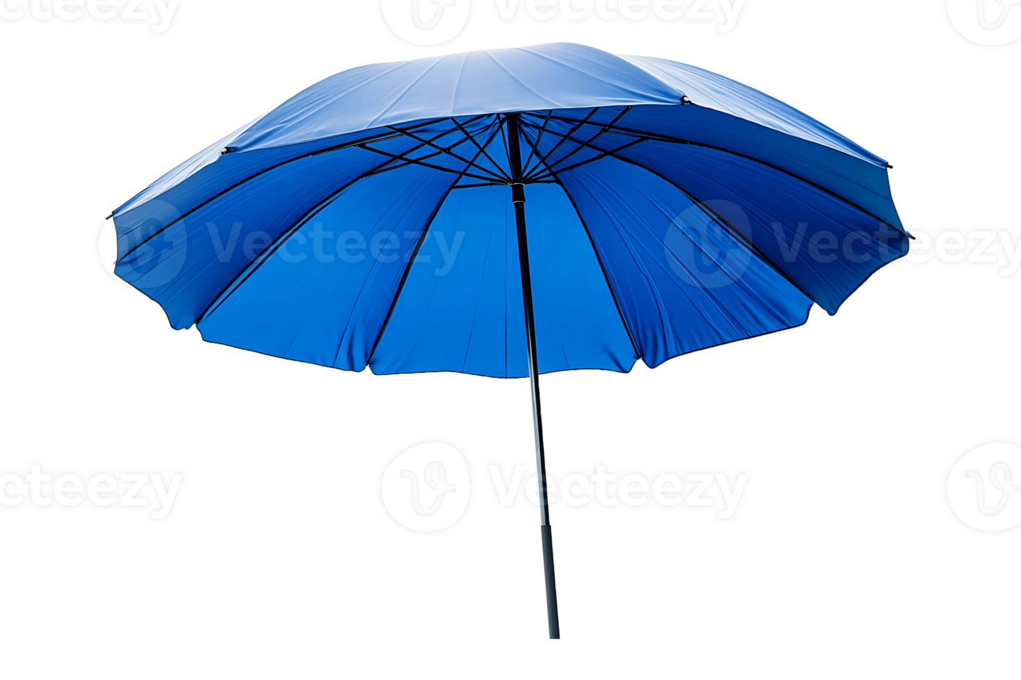 Open blue beach umbrella isolated on transparent background. png