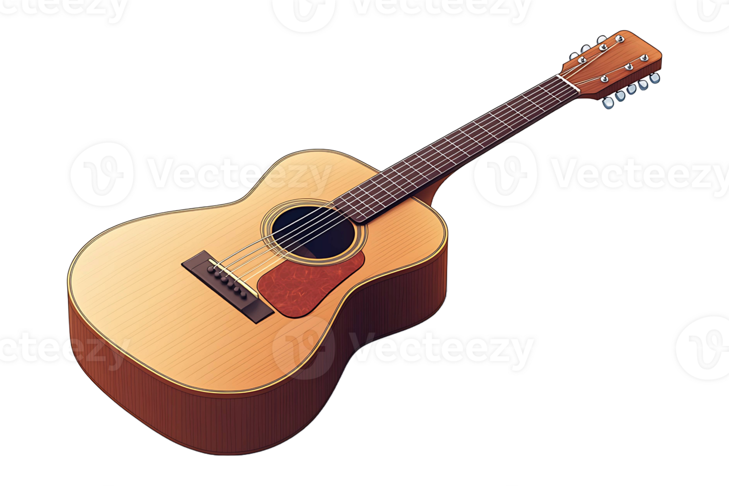 Isometric guitar illustration isolated on transparent background. png