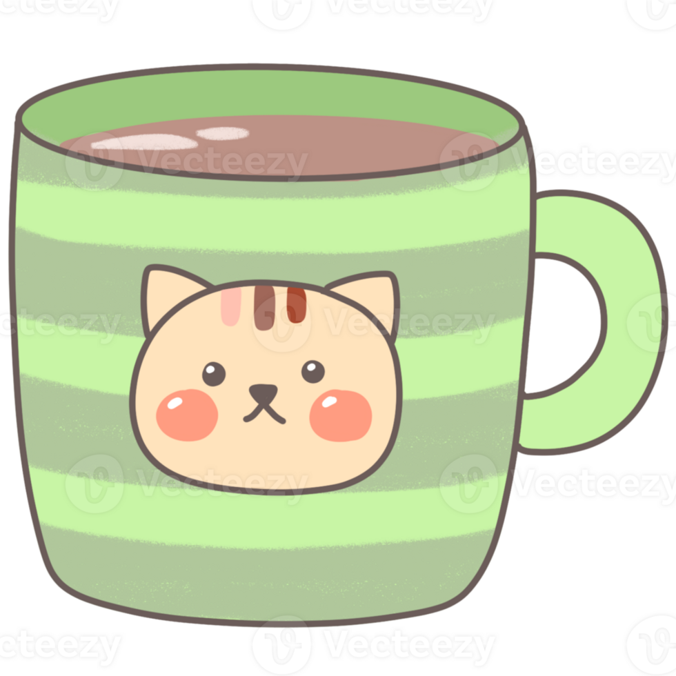 green stripe cat mug png