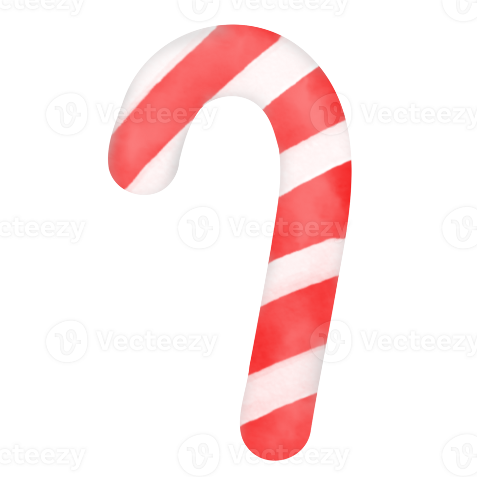 A red and white striped cane is drawn in a light color png