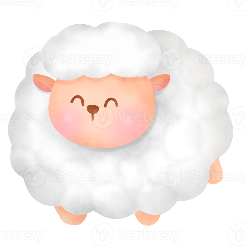 A cartoon sheep with a big smile on its face png