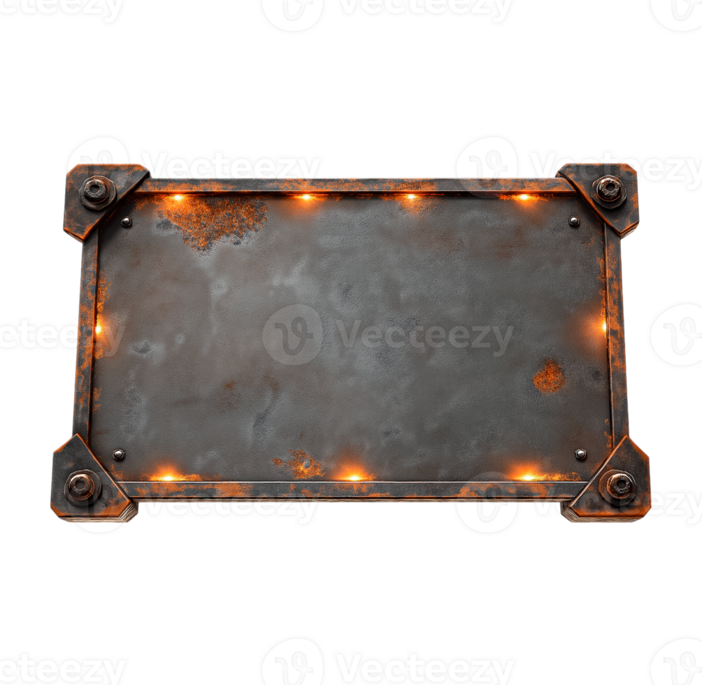 An old metal plate with lights on it png
