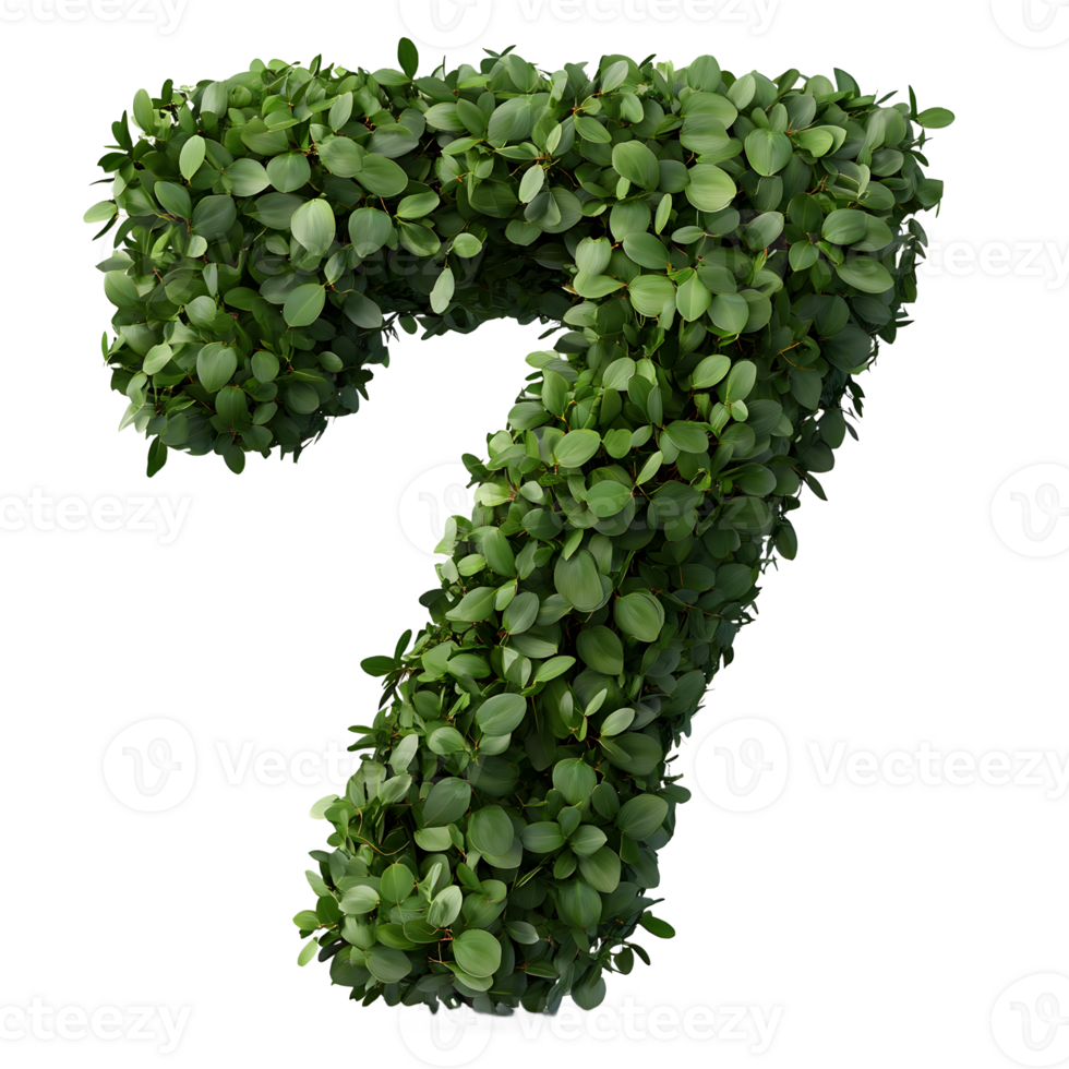 A number 7 made of green plants png