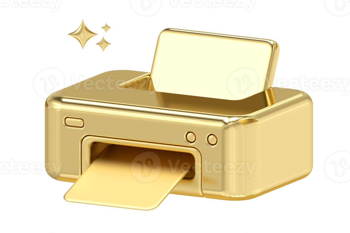 Gold printer icon, business printing devices, 3d rendering png