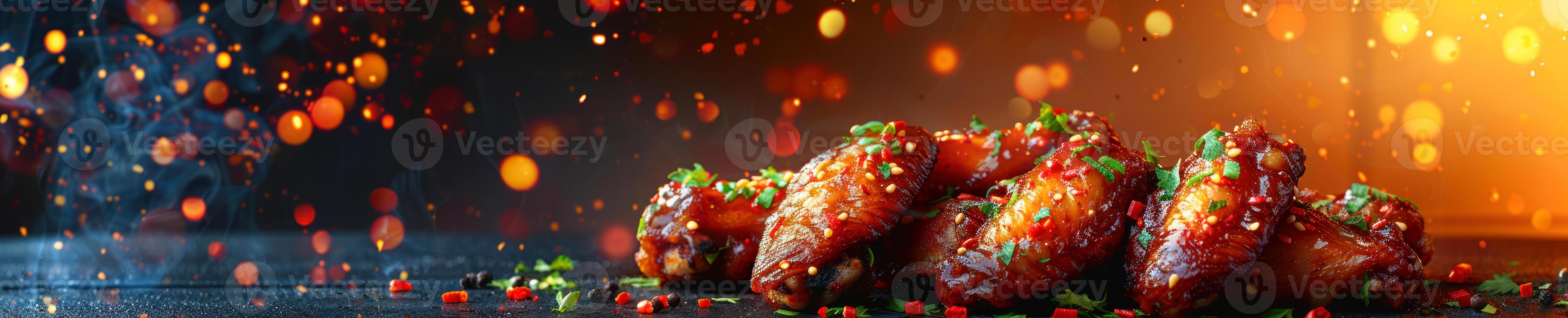 Panorama photo of a chicken wings