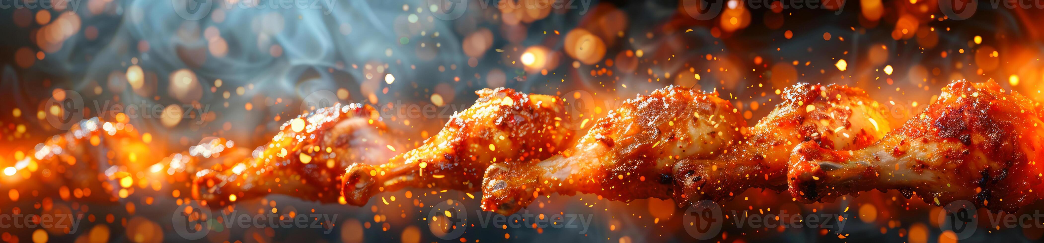 Panorama photo of a chicken wings